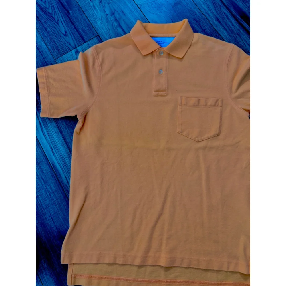 Lands End Traditional Fit Medium Peach Color Cotton Supima Polo Shirt w Pocket
